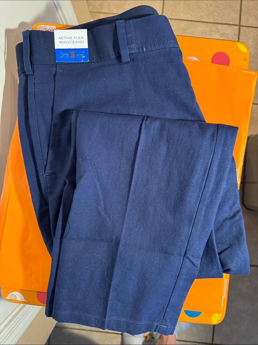 Haggar Navy Active Flex Linen Chinos